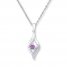 Amethyst Necklace 1/20 ct tw Diamonds 10K White Gold