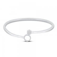 Diamond Circle Bangle Bracelet Sterling Silver