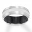 8mm Men's Wedding Band White Tungsten Carbide/Black Ceramic