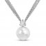 Cultured Pearl & White Topaz Necklace Sterling Silver 17"