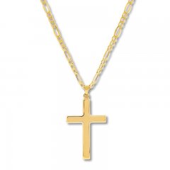 Men's Cross Necklace 10K Yellow Gold 22"