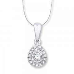 Diamond Necklace 1/8 ct tw Round-cut 10K White Gold