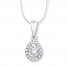 Diamond Necklace 1/8 ct tw Round-cut 10K White Gold