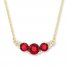 Lab-Created Ruby Necklace Diamond Accents 10K Yellow Gold