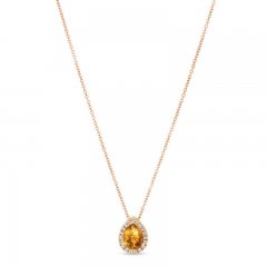 Le Vian Citrine & Diamond Necklace 1/8 ct tw 14K Strawberry Gold 18"