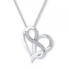 Heart & Infinity Necklace 1/20 ct tw Diamonds Sterling Silver