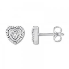 Diamond Heart Earrings 1/4 ct tw 10K White Gold