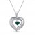 Lab-Created Emerald & White Lab-Created Sapphire Heart Necklace Sterling Silver 18"