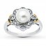 Cultured Pearl Ring Diamond Accents Sterling Silver/10K Gold