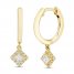 Diamond Dangle Huggie Hoop Earrings 1/4 ct tw Princess & Round-cut 10K Yellow Gold