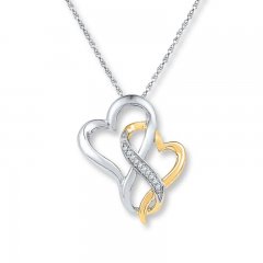 Diamond Heart Necklace 1/20 carat tw Sterling Silver/10K Gold