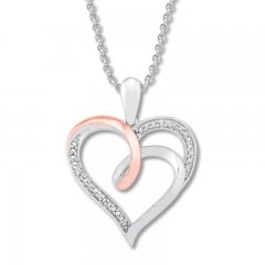 Heart Necklace with Diamonds Sterling Silver/10K Rose Gold