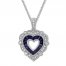 Heart Necklace Lab-Created Sapphires Sterling Silver