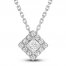 Diamond Necklace 1/4 ct tw Princess/Round 10K White Gold 18"