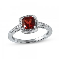 Garnet & White Lab-Created Sapphire Ring Sterling Silver