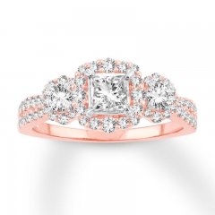 Diamond Engagement Ring 1-1/6 cttw Princess/Round 14K Rose Gold