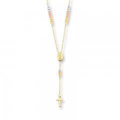 Cross Necklace 14K Tri-Color Gold