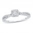 Diamond Engagement Ring 3/4 ct tw Princess/Round 14K White Gold