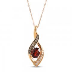 Le Vian Garnet Necklace 1/4 ct tw Diamonds 14K Strawberry Gold 18"