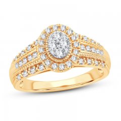 Multi-Stone Diamond Engagement Ring 1/2 ct tw Round-cut 10K Yellow Gold