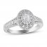 Diamond Engagement Ring 1/2 ct tw Oval/Round-cut in 14K White Gold