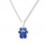 Paw Print Necklace Lab-Created Sapphires Sterling Silver