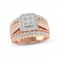 Multi-Diamond Engagement Ring 2 ct tw Princess & Round-cut 14K Rose Gold