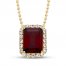 Garnet & White Topaz Necklace 10K Yellow Gold 15"-18" Adj.