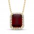 Garnet & White Topaz Necklace 10K Yellow Gold 15"-18" Adj.