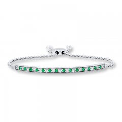 Lab-Created Emerald Bolo Bracelet Sterling Silver