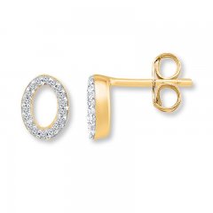 Oval Earrings 1/10 ct tw Diamonds 10K Yellow Gold