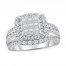 Diamond Engagement Ring 2 ct tw Princess/Round 14K White Gold