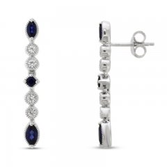 Lab-Created Blue Sapphire & Lab-Created White Sapphire Drop Earrings Sterling Silver