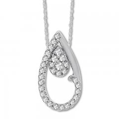 Convertibilities Diamond Necklace 1/4 cttw Round 10K White Gold