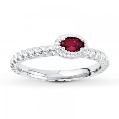 Stackable Ring Lab-Created Ruby Sterling Silver