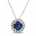 Certified Blue Sapphire & Diamond Necklace 1/15 ct tw 14K White Gold 18"