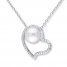 Cultured Pearl Necklace 1/10 ct tw Diamonds Sterling Silver