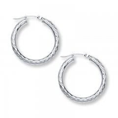 Hoop Earrings 14K White Gold 25mm