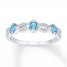 Blue Topaz Ring 1/15 ct tw Diamonds 10K White Gold