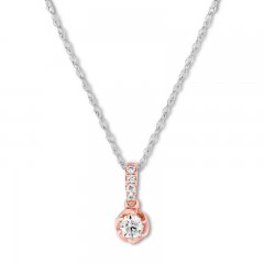 Diamond Necklace 1/6 ct tw Round-cut 10K Two-Tone Gold