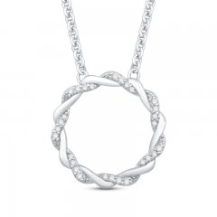 Circle of Gratitude Diamond Necklace 1/10 ct tw Sterling Silver 19"