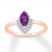 Amethyst Ring 1/8 ct tw Diamonds 10K Rose Gold