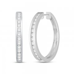 Diamond Hoop Earrings 1/2 ct tw Round-Cut 10K White Gold