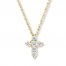 Diamond Cross Necklace 1/10 ct tw Round-cut 10K Yellow Gold