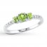 3-Stone Peridot Ring 1/20 ct tw Diamonds 10K White Gold