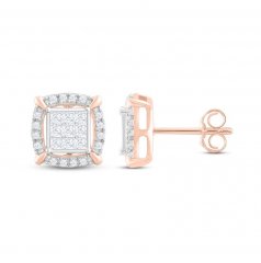 Diamond Earrings 1/2 ct tw Princess/Round-Cut 10K Rose Gold