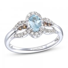 Le Vian Blue Topaz Ring 1/5 ct tw Diamonds 14K Vanilla Gold