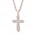 Diamond Cross Necklace 1/6 ct tw Round-cut 10K Rose Gold