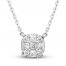 Diamond Necklace 3/8 ct tw Round/Princess 10K White Gold 18"