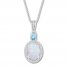 Lab-Created Opal & Blue Topaz Necklace Sterling Silver